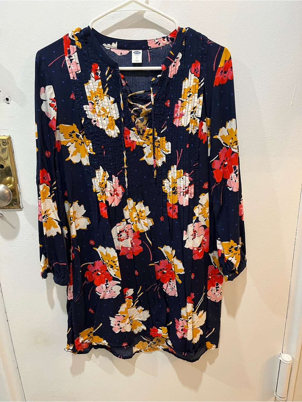 Navy Floral Long Sleeve Dress